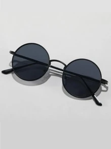 1pc Retro Round Frame Color Changing Fashion Glasses, Fashionable - Dark Grey - View 4