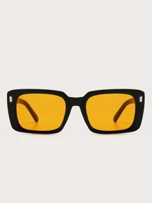 1pc Unisex Square Fashion Sunglasses, Suitable For Outdoor Wear, Travel, Summer Accessory, Sports Style, Driving, Holiday Outfit, Beach, Music Festival, Vacation, Family Outing, UV Protection, Golf, Hiking, Elegant Decoration, Street Style Accessory, Holiday Atmosphere, Sports, Party, Outdoor Activities, Street Style, Fishing, Outdoor Activities, Vacation, Sun Protection, Holiday - Yellow - View 2
