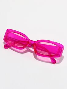 1 Pair Of Unisex Rectangle Casual Minimalist Pink , Suitable For Party, Travel, Electronic Music Festival, Sports, Driving, Holiday, Beach, Outing, Summer Accessory, Vacation, Family Outing, Elegant Outfit, Street Fashion, Sports, Outdoor Activities, Street Style, Fishing, Holidays, Vacation - Hot Pink - View 1