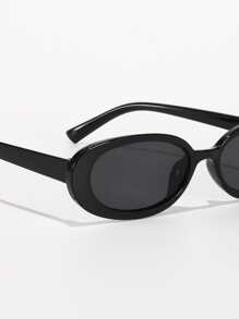 1 Pair Oval Retro Fashion Glasses Suitable For Family Outings, Travel, Festivals, Sports Style, Driving, Beach, Electronic Music Festivals, Outings, Summer Accessories, Vacations, Elegant Attire, Street Style Accessories, Sports, Parties, Outdoor Activities, Street Style Outfits, Fishing, Holidays, Vacations - Dark Grey - View 5