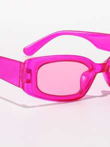 1 Pair Of Unisex Rectangle Casual Minimalist Pink , Suitable For Party, Travel, Electronic Music Festival, Sports, Driving, Holiday, Beach, Outing, Summer Accessory, Vacation, Family Outing, Elegant Outfit, Street Fashion, Sports, Outdoor Activities, Street Style, Fishing, Holidays, Vacation - Hot Pink - View 3