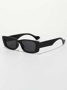 1 Pair Unisex Rectangular Sunglasses, Suitable For Family Outings, Travel, Holiday Outfit, Sports, Driving, Beach, Music Festivals, Outfitting, Summer Accessories, Vacation, UV Protection, Golf, Hiking, Elegant Styling, Street Fashion Accessories, Sports, Parties, Street Style, Fishing, Outdoor Activities, Vacation - Dark Grey - View 2