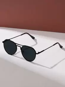 Retro Pilot Style Metal Fashion Glasses, Classic Decor For Outdoor Travel Beach Vacation Beach Accessories Glasses Shades Looks Street Style And Suit For Sweater Jacket Sweatshirt Hoodie Leather Pants And Cargo Pants For Summer Beach Vacation,Outdoor,Travel - Black - View 2