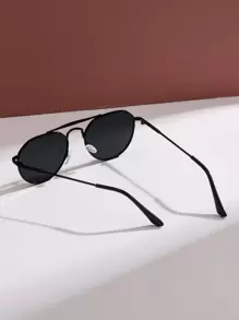 Retro Pilot Style Metal Fashion Glasses, Classic Decor For Outdoor Travel Beach Vacation Beach Accessories Glasses Shades Looks Street Style And Suit For Sweater Jacket Sweatshirt Hoodie Leather Pants And Cargo Pants For Summer Beach Vacation,Outdoor,Travel - Black - View 3