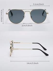 Vintage Pilot Style Metal Fashionable Fashion Glasses, Classic Design For Men And Women,Suitable For Outdoor, Travel, Beach, Vacation - Gold - View 4