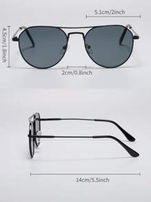 Retro Pilot Style Metal Fashion Glasses, Classic Decor For Outdoor Travel Beach Vacation Beach Accessories Glasses Shades Looks Street Style And Suit For Sweater Jacket Sweatshirt Hoodie Leather Pants And Cargo Pants For Summer Beach Vacation,Outdoor,Travel - Black - View 4