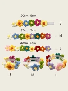 1pc Random Color Flower Decor Pet Necklace - Multicolor - View 3