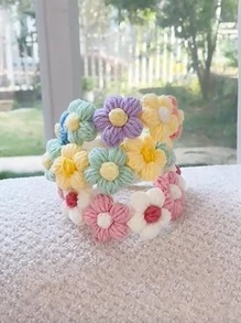 1pc Random Color Flower Decor Pet Necklace - Multicolor - View 5