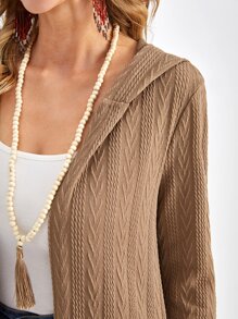 EMERY ROSE Abrigo con capucha y bolsillos dobles para otoño/invierno - Marrón - Ver 5