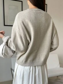 DAZY Jersey con parche con bolsillo de hombros caídos - Beis - Ver 2