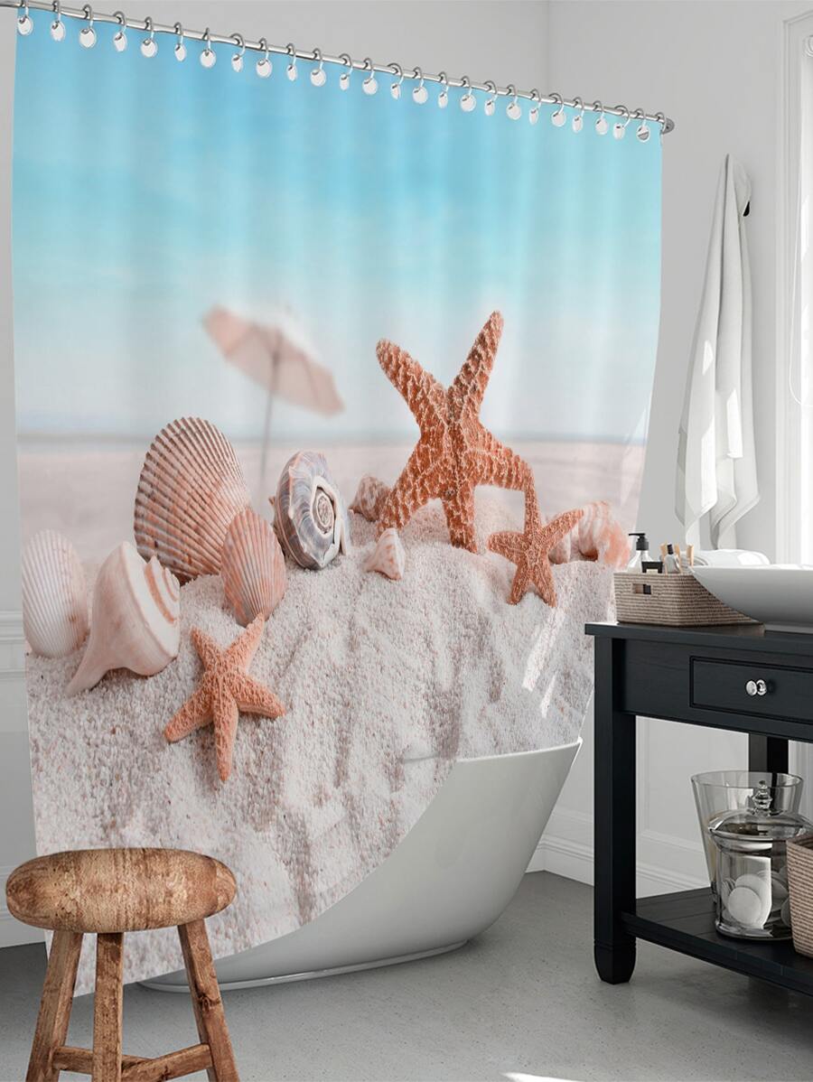 Starfish & Shell Waterproof Shower Curtain | SHEIN USA