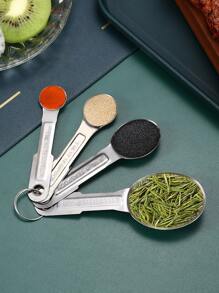 1 Set Stainless Steel Measuring Spoons, Creative Kitchen Baking Tools, 4pcs Graduated Measuring Spoons Set - Silver - View 7