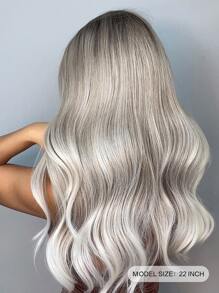 Pelucas sintéticas HAIRCUBE de 22 pulgadas para mujer, color gris marrón ombre con múltiples colores, rizado largo con flequillo, elegante para uso diario - Multicolor - Ver 3