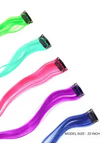 5pcs Long Curly Synthetic Hair Extension - Multicolor - View 2