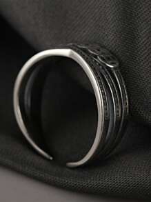 1 Pieza Anillo Para Hombre Con Diseño De Moneda Apto Para Uso Diario - Plata antigua - Ver 2