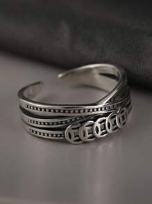 1 Pieza Anillo Para Hombre Con Diseño De Moneda Apto Para Uso Diario - Plata antigua - Ver 5