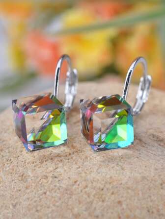 1pc Geometric Rhinestone Earrings Copper Jewelry