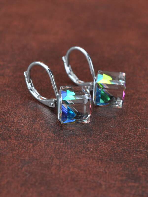 1pc Geometric Rhinestone Earrings Copper Jewelry SHEIN USA