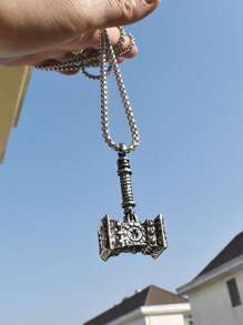 Hợp kim mặt dây chuyền hình búa cho nam giới thời trang và phổ biến để làm quà tặng trang sức và cho vẻ ngoài sành điệu - Màu Bạc Cổ - Xem 3