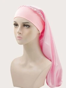 Solid Extended Hair Bonnet Hair Sleep Cap - Pink - View 1