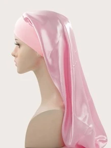 Solid Extended Hair Bonnet Hair Sleep Cap - Pink - View 3