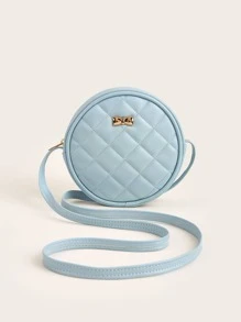 1 Miếng Cô gái Mềm mại Da giả Khâu Ánh sáng Xanh Tròn Hình dạng Mini Túi đeo chéo Đối với Sử dụng hàng ngày - Màu xanh nhạt - Xem 1