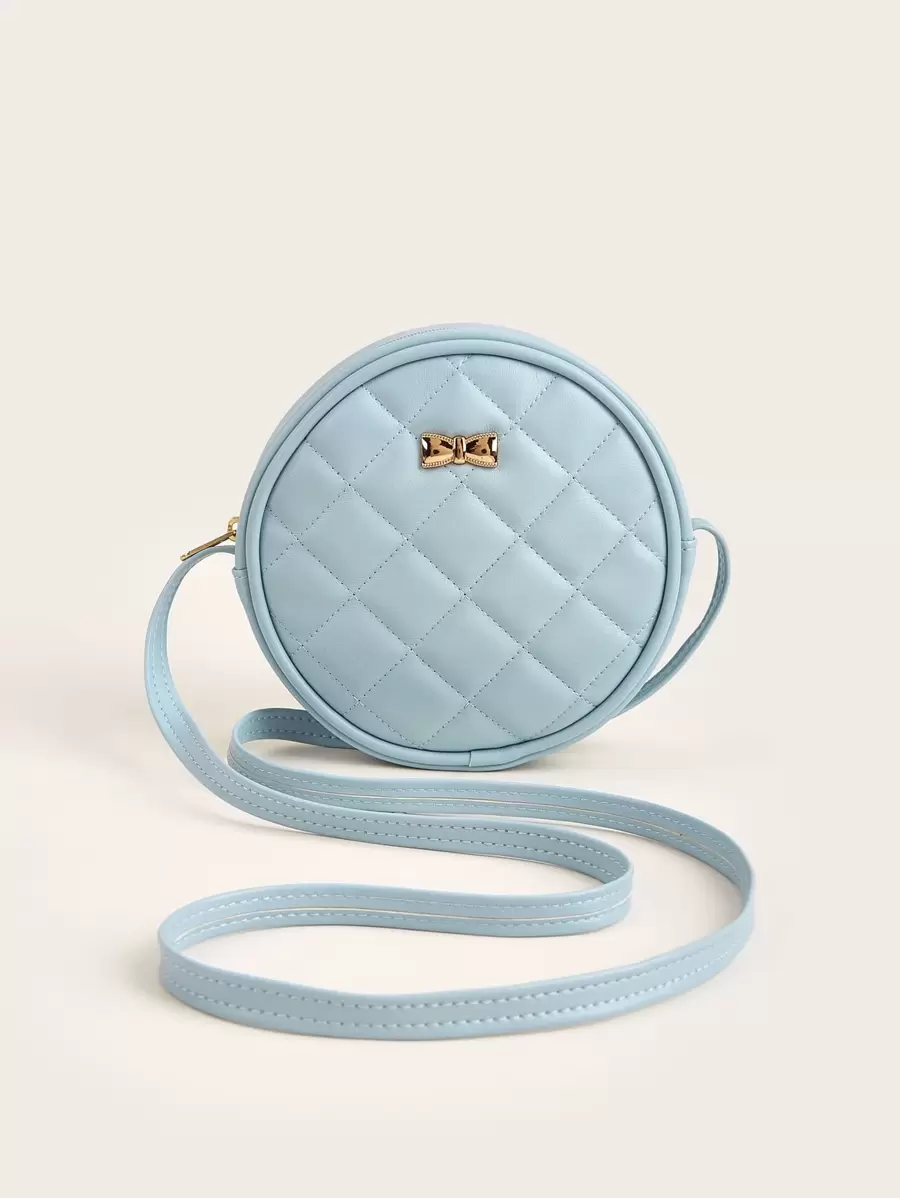 1 Miếng Cô gái Mềm mại Da giả Khâu Ánh sáng Xanh Tròn Hình dạng Mini Túi đeo chéo Đối với Sử dụng hàng ngày - Màu xanh nhạt - Xem 1