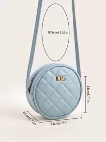 1 Miếng Cô gái Mềm mại Da giả Khâu Ánh sáng Xanh Tròn Hình dạng Mini Túi đeo chéo Đối với Sử dụng hàng ngày - Màu xanh nhạt - Xem 2