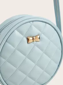 1 Miếng Cô gái Mềm mại Da giả Khâu Ánh sáng Xanh Tròn Hình dạng Mini Túi đeo chéo Đối với Sử dụng hàng ngày - Màu xanh nhạt - Xem 4