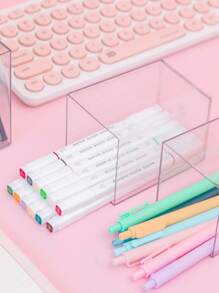 1pc E021 Acrylic Transparent Square Pen Holder 3.94*2.76in (10*7cm) - Clear - View 2