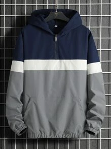 Manfinity Hypemode Men Colourblock Quarter Zip Hooded Windbreaker Jacket - Multicolor - View 1