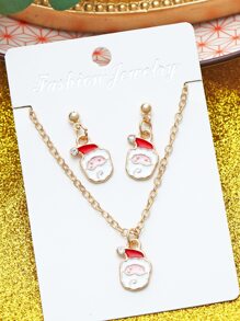 3pcs Christmas Santa Claus Decor Jewelry Set - Multicolor - View 1