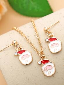 3pcs Christmas Santa Claus Decor Jewelry Set - Multicolor - View 7