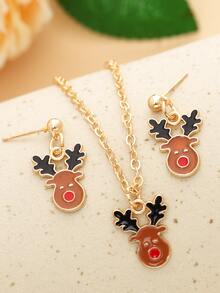 3pcs Christmas Elk Decor Jewelry Set - Multicolor - View 6