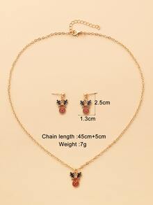 3pcs Christmas Elk Decor Jewelry Set - Multicolor - View 7