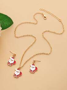 3pcs Christmas Santa Claus Decor Jewelry Set - Multicolor - View 2