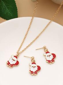 3pcs Christmas Santa Claus Decor Jewelry Set - Multicolor - View 3