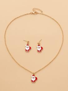 3pcs Christmas Santa Claus Decor Jewelry Set - Multicolor - View 4
