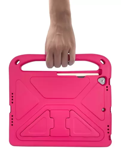 玫瑰紅色鑽石造型eva防護套,帶手柄,適用於保護ipad