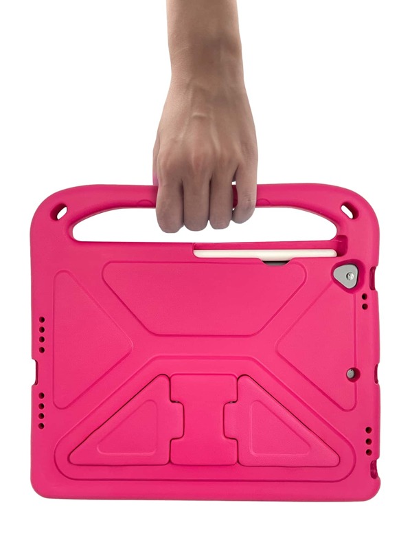 Rose Red Diamond Shaped Eva Protective Case With Handle, Suitable For Protecting Ipad