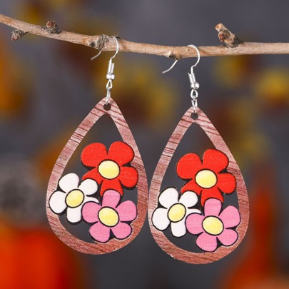 Flower Decor Water Drop Earrings