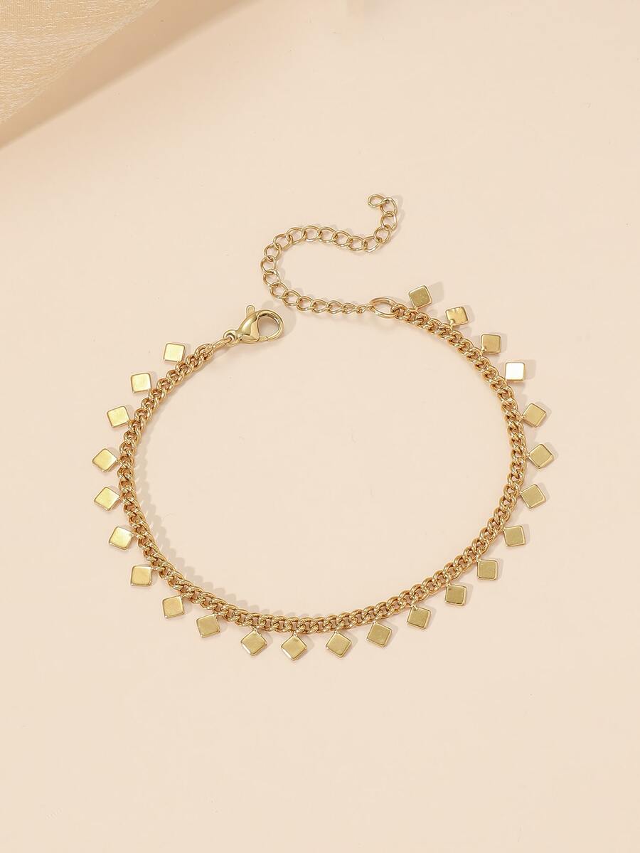 Square Charm Bracelet - Yellow Gold - View 1