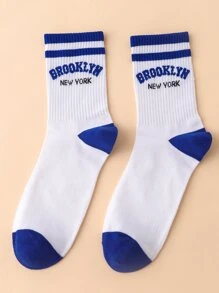 Letter Graphic Crew Socks - Multicolor - View 1