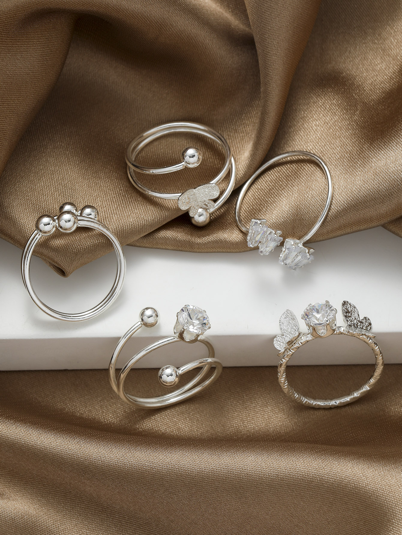 5 قطع/مجموعة خاتم أساور مزين بالزركونيا المكعبة وا...