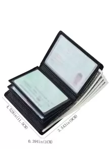 Men Litchi Embossed Small Wallet Credit Card Small Card Holder Bi-Fold Men Wallet Dad Gifts Mini Thin Lightweight Multi Layer ID Card Cash Minimalist Fashion Modern Business Anniversary On Valentine Day For Birthday Gift Gift Couple Men Male Gift For Men Wallet Purse Wallet Men Wallet Leather - Black - View 4