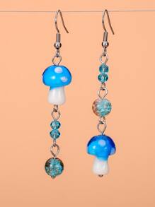 Mushroom & Bead Drop Earrings - Multicolor - View 1