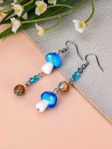 Mushroom & Bead Drop Earrings - Multicolor - View 2