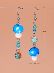 Mushroom & Bead Drop Earrings - Multicolor - View 3
