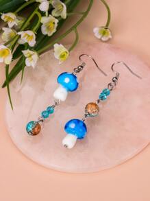 Mushroom & Bead Drop Earrings - Multicolor - View 4
