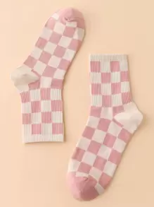 Plaid Pattern Crew Socks - Multicolor - View 2